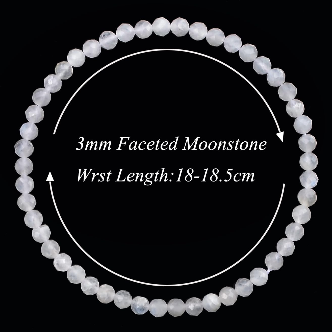 MASSIVE BEADS Natural Genuine Gemstone Beads Healing Crystal Chakra Reiki Jewelry Faceted Round Beads Bracelets (Blue Moonstone, 3mm)