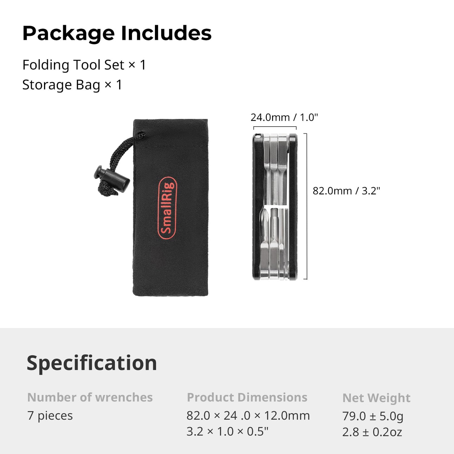 SMALLRIG Folding Tool Set with Screwdrivers and Hex Key Wrenches, Seven Functional Tools Included (Black) - 4681