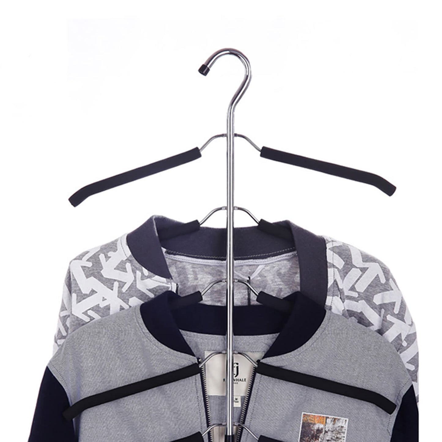 3 Pack 5 in 1 Hangers Blouse Tree Hangers Non Slip Space Saving Clothes Hanger Multi-Layer Clothes Hanger Stainless Steel Sweater Shirt Hanger Closet Storage Organizer(Black)