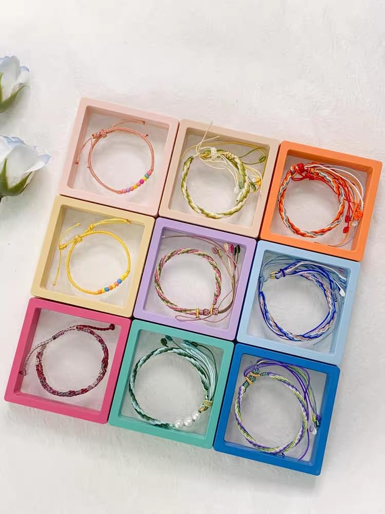 Ailison 12PCS 3D Floating Frame Display Stand, Jewelry Box, Gift Box, Ornament Organizer, Small Travel Jewelry Box, PE Film Anti-Oxidation, Suspended Display Box Stackable (Multicolour, 3.54 * 3.54)