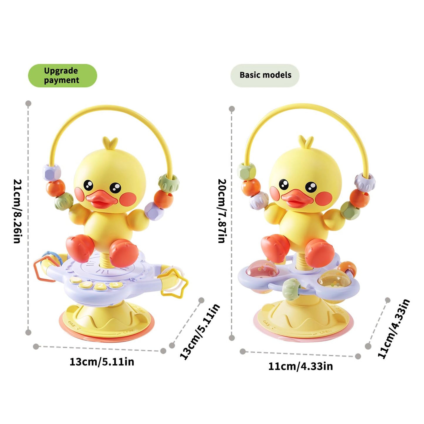 lebowen Baby Musical Toy, Duck Suction Cup High Chair Table Soother, Grip and Spin Toy, Interactive Development, Suitable for 10-36 Months, Baby Gift, Excellent Birthday Present Choice