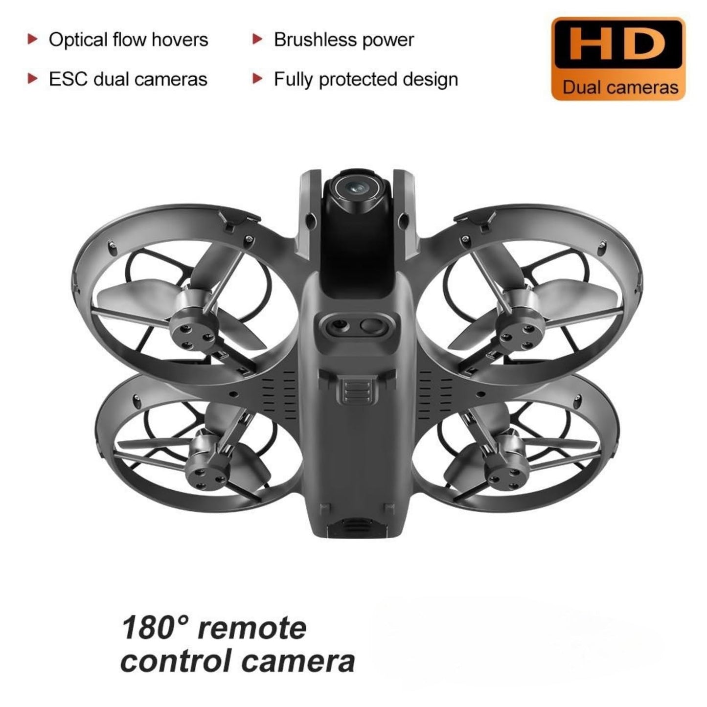 RC Drone With Display Screen, Airplane Helicopter With Dual Cameras (180° Adjustable), 360° Propeller Protection,Optical Flow Positioning, Brushless Motor, One Key Takeoff/Landing, Headless Mode, Emergency Stop,Tail LED Light, Waypoint Flight, Lateral Fli