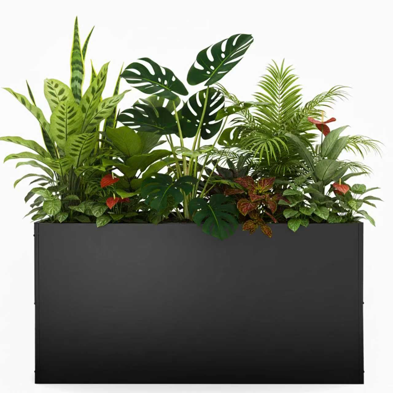 Metal Rectangular Planter Box, 38''L x16''Wx20''H Planter Boxes Outdoor Heavy Duty, Rectangular 3 Tier Adjustable Height Outdoor Galvanized Steel Plant Box, Garden Planter for Plants and Flowers
