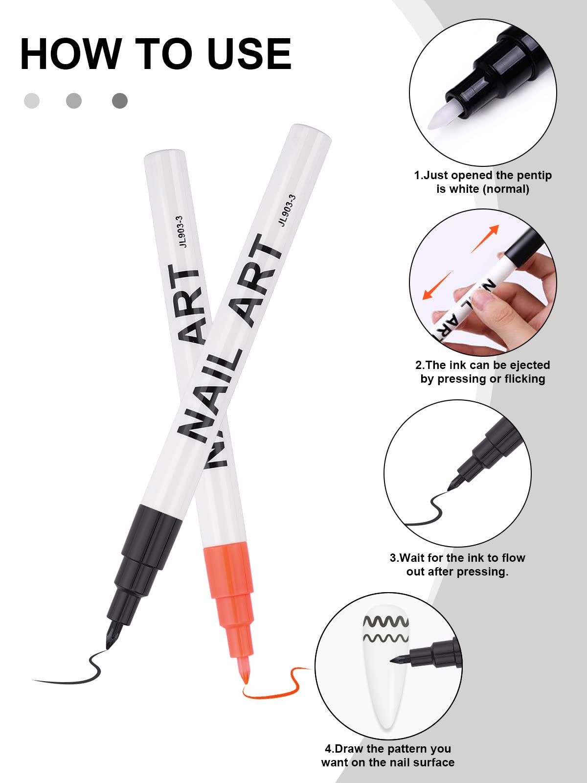 12 Color 3D Nail Art Pens Set, Kalolary Nail Point Graffiti Dotting Pen Drawing Painting Liner Brush for DIY Nail Art Beauty Adorn Manicure Tools