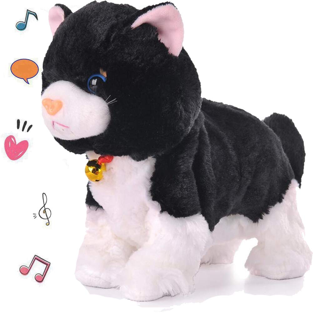 Smalody Interactive Plush Toys, Novelty Sound Control Mechanical Cat Electronic Pets Robot Cat Gift for Children (Black)