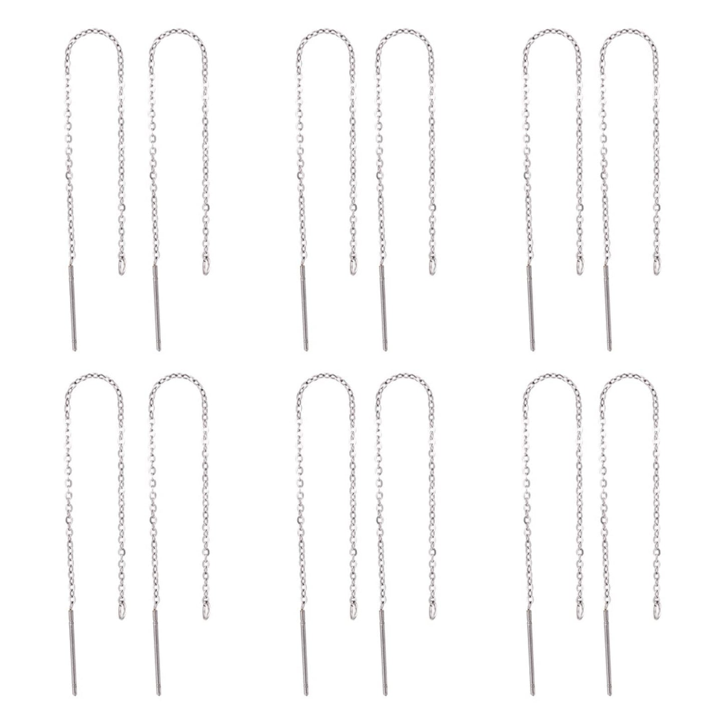 Pandahall 50 Pairs 304 Stainless Steel Long Ear Threads 3.85 Inch Dangle Earrings Thread Long Chain Earrings with Loop for Women Jewelry Earring Making
