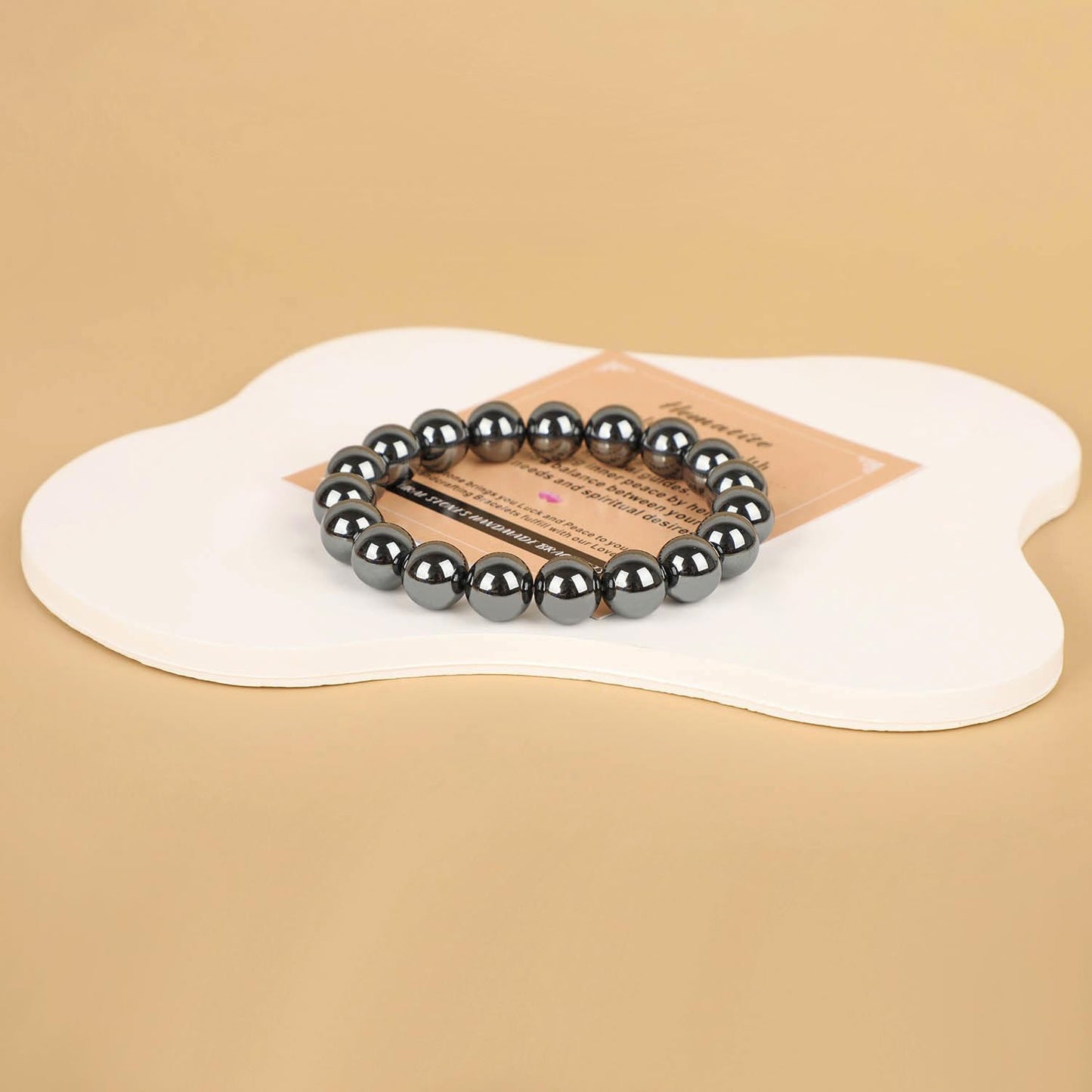 AD Beads Handmade Gemstone Stretch Elastic Bracelet Crystal Healing Reiki Nature's Beauty and Spiritual Essence Unisex (10mm, Hematite (Healing and Health))