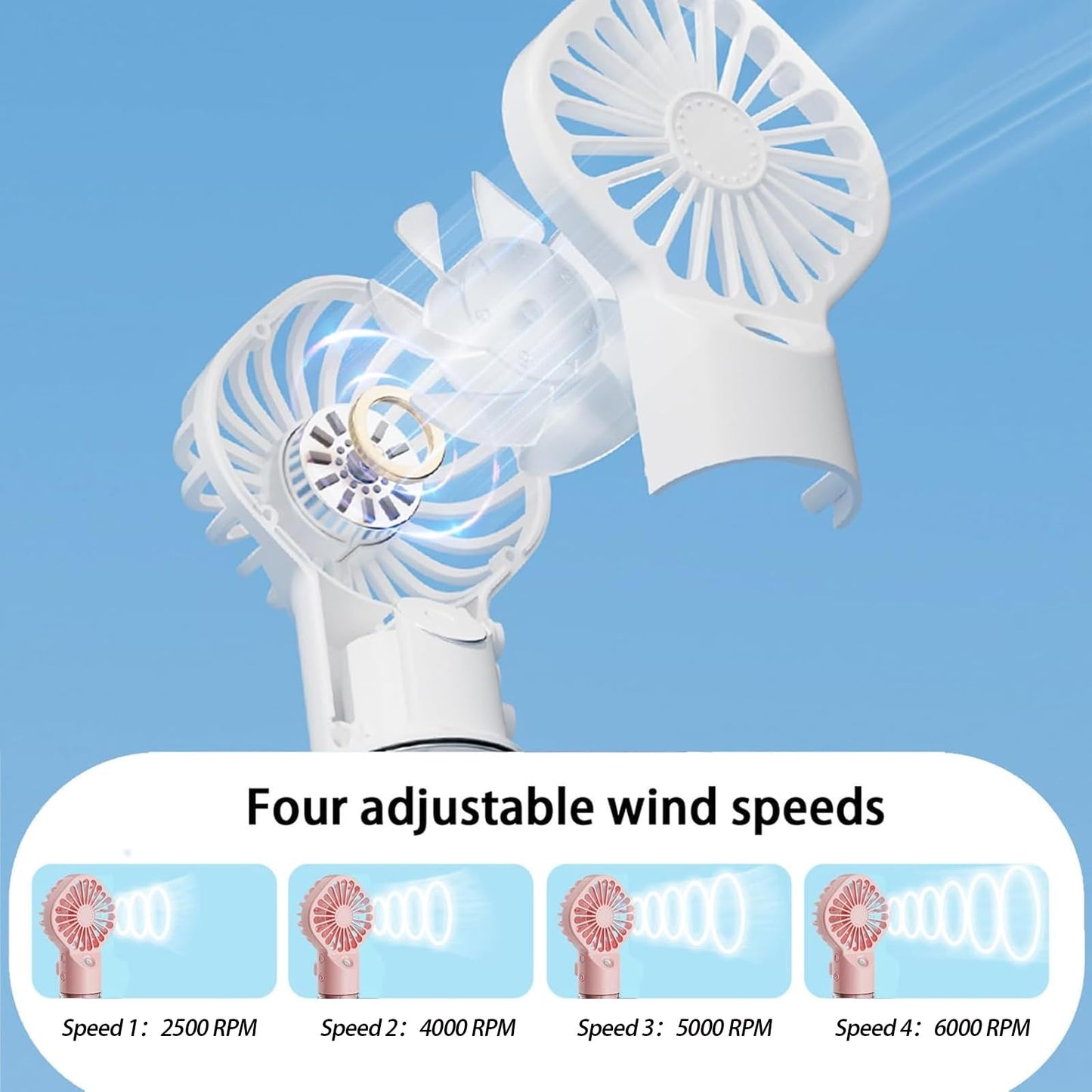 AIRPROSSING 3 Pack Misting Fan Portable - Handheld Mini Rechargeable with 4 Speeds & Water Mist - Ideal for Travel, Camping, Outdoor, Home, Office, Makeup,Commute