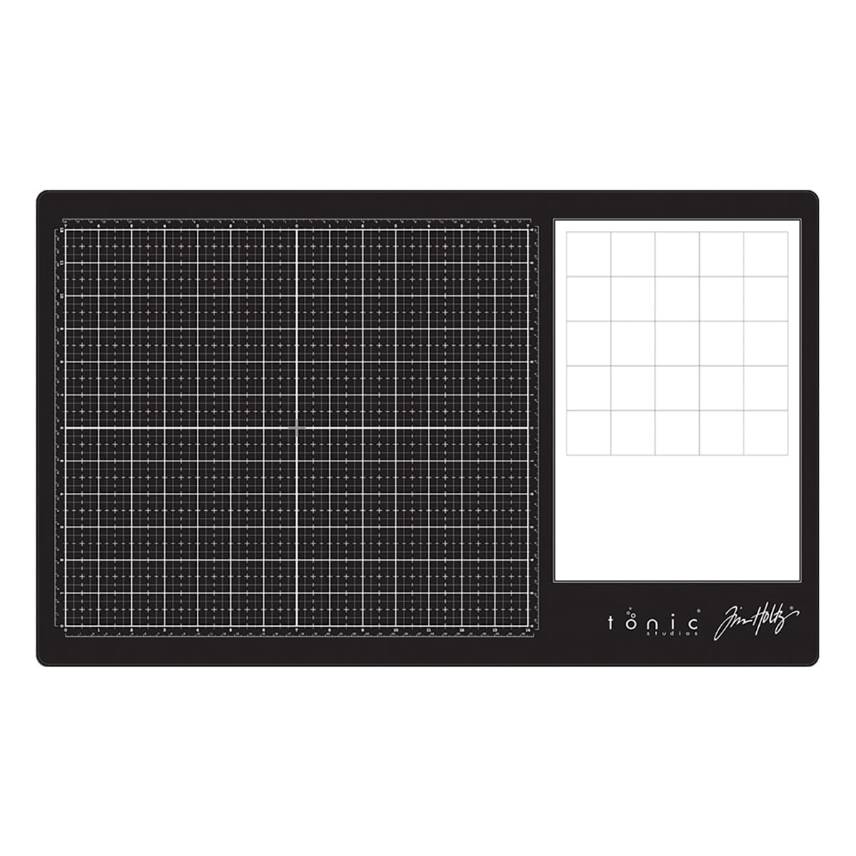 Tim Holtz Glass Cutting Mat - Large Work Surface with 12x14 Measuring Grid and Palette for Paint, Ink, and Mixed Media - Art and Craft Supplies