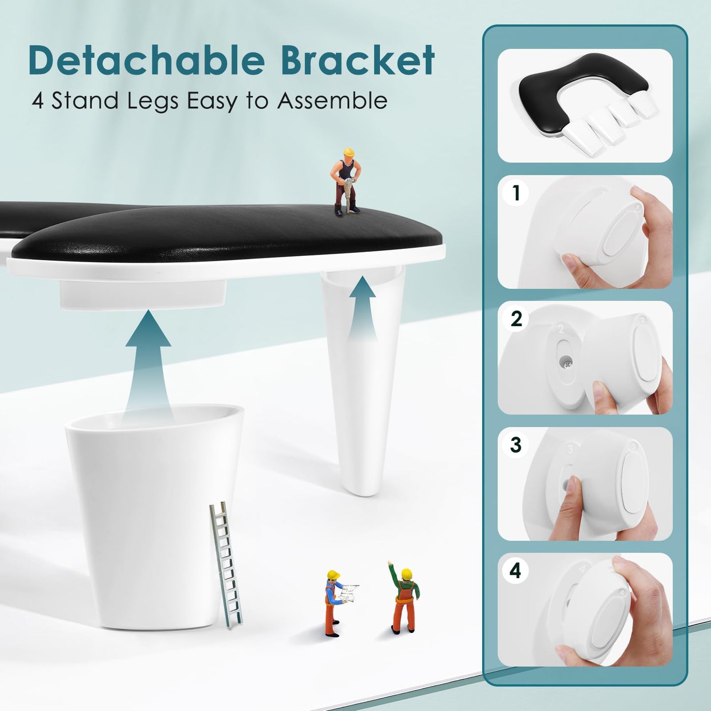 Quaferen Arm Rest for Nails Tech: U-shaped Manicure Nail Arm Rest Stand Black Big Armrest Microfiber PU Leather Hand Rest Pillow for Acrylic Nail Cushion