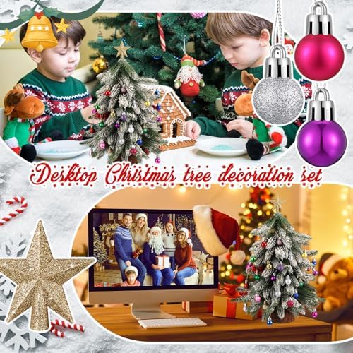 RoundFunny 25 Pcs Mini Christmas Balls Ornaments Set 0.79 Inch Christmas Day Ball Topper Star Tree Hanging Ornaments for Party Decoration(Bright Colors)