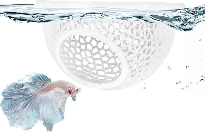 Pink Floating Betta Hide & Shrimp Cave – 3D Printed Aquarium Hammock, Feeding Ring & Resting Spot for Betta Fish, Shrimp & Small Fish (Eco-Safe PLA)