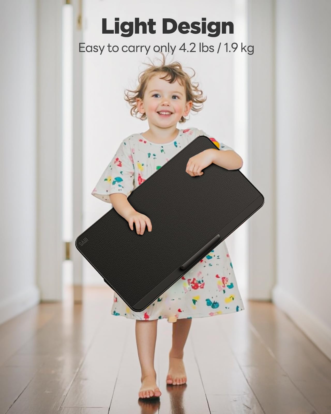 SAIJI Book Stand for Reading Hands Free with Page Paper Clips in Bed,Laptop Desk Table, Portable Lightweight Lap Desk Tray for Writing Eating Breakfast on Couch Sofa Floor (20.5"x11.8",Black)