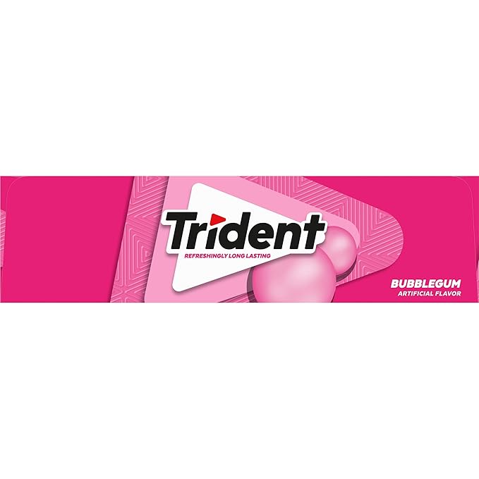 Trident Bubblegum Sugar-Free Chewing Gum, 12 Packs of 14 Pieces (168 Total Pieces)