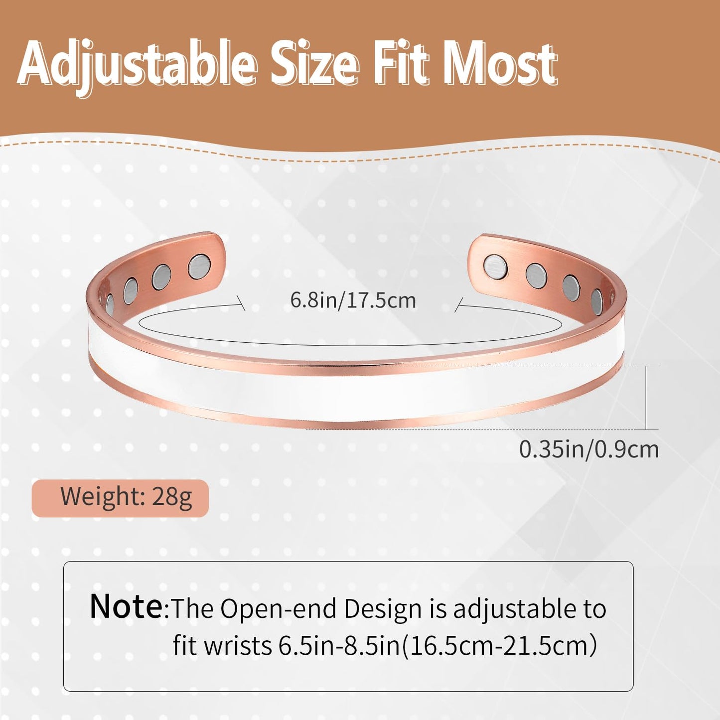 BioMag 2Pcs Copper Bracelets for Women Men, 99.9% Pure Copper Magnetic Bracelet Cuff Bangle with 8Pcs Magnets, Adjustable Jewelry Gifts