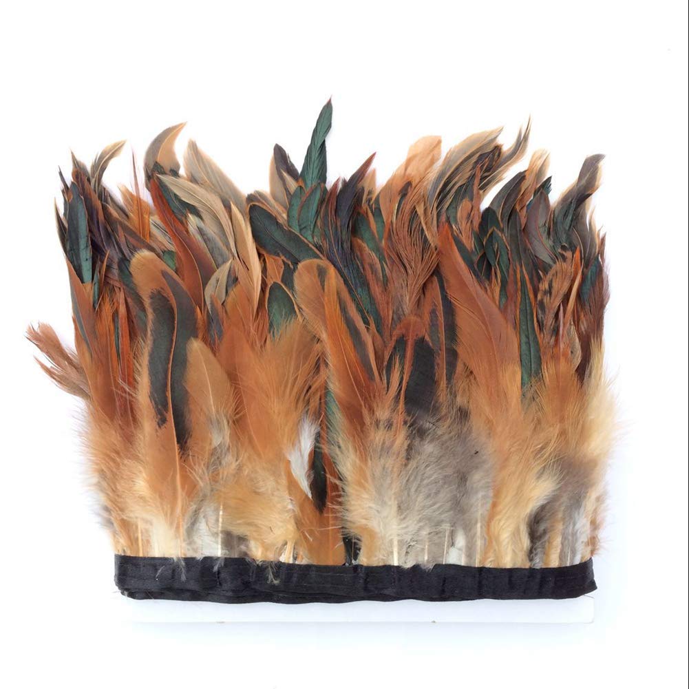 Sowder Rooster Hackle Feather Fringe Trim 5-7" in Width Pack of 5 Yards (Natural)
