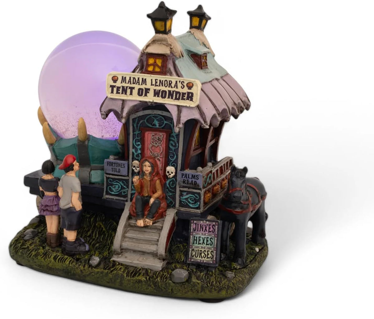 Madam Lenora's Tent of Wonder Halloween Village with Multicolor LED Lights & Swirling Iridescent Globe