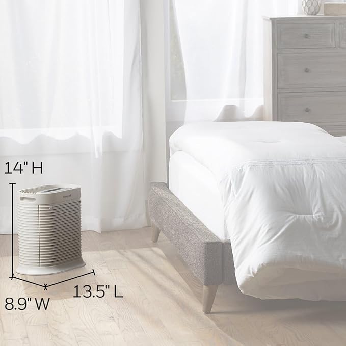 Honeywell AllergenPlus HEPA Air Purifier, Airborne Allergen Reducer for Medium Rooms, Reduces Allergens, Smoke, Wildfire Smoke, Pollen, Pet Dander and More, White, HPA104