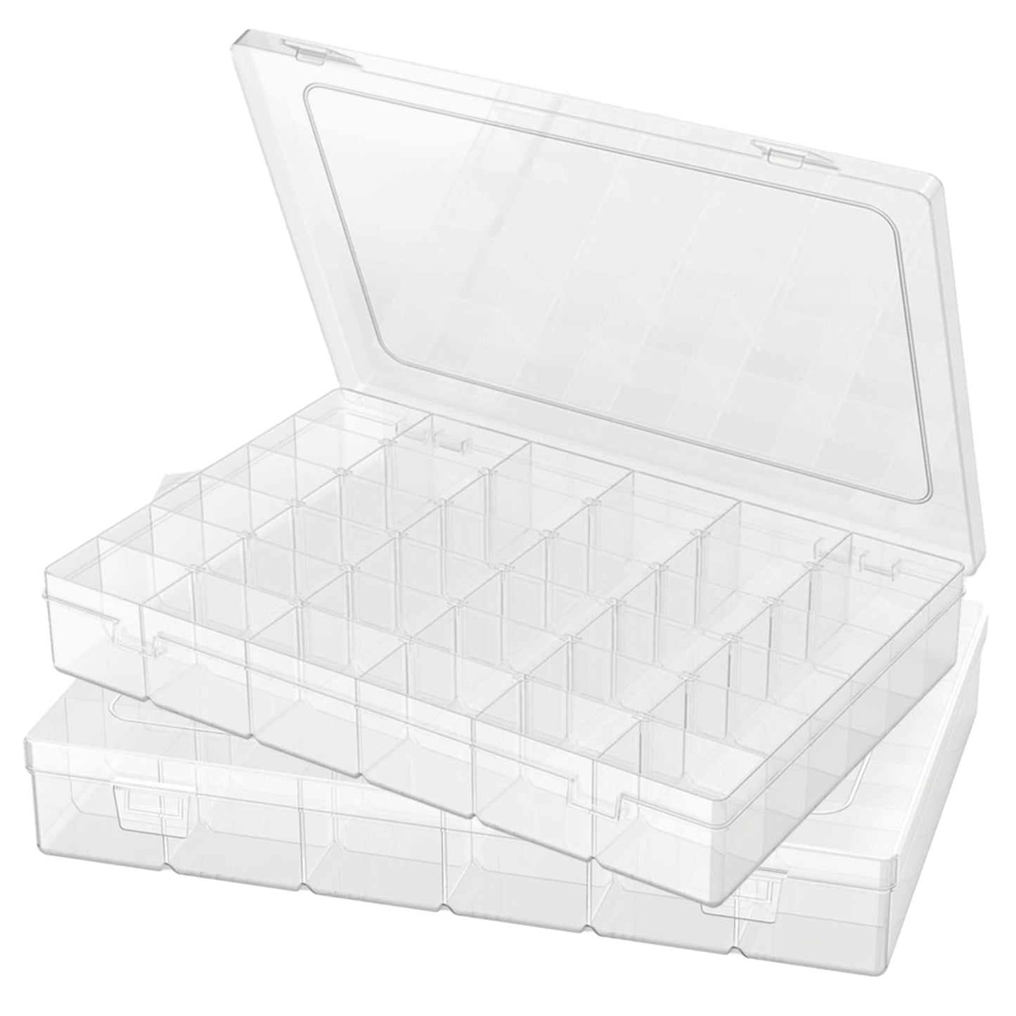 6 Pack Plastic Organizer Container Box, 36 Grids Clear Plastic Parts Organizer Box, for Beads, Art DIY, Crafts, Jewelry, Fishing Tackle with Label Stickers