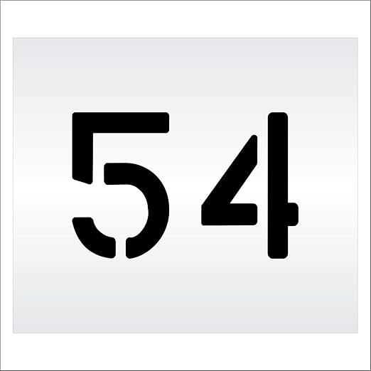 Pavement, Curb, and WheelStop Stencils - 6 inch Double Number Stencil - (54) - 6" x 9" x 1/8" (128 mil) - Pro-Grade