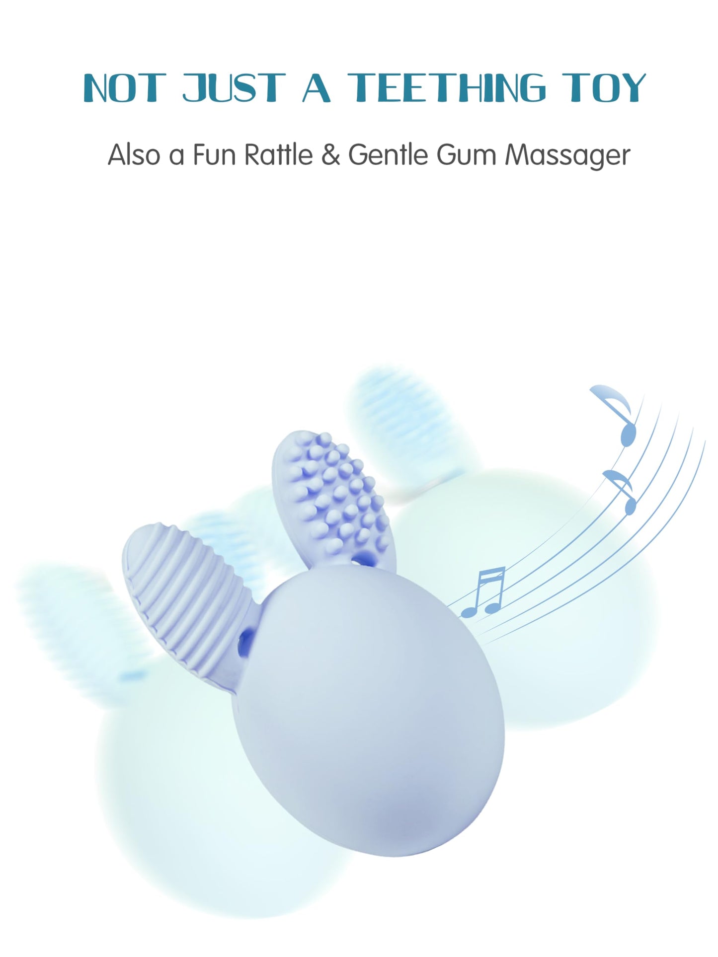Bunny Eggy Teether Baby Teething Toy Rabbit Egg Rattle Toy Teething Pain Relief for Babies Boys Girls - Blue