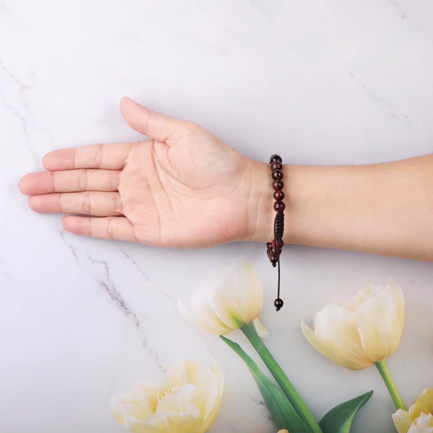 AD Beads 8mm Red Tiger's Eye - Challenge oneself - Handmade Natural Stone Crystal Bracelet with Adjustable Macrame String - Yoga Healing Power Energy Gifts for Men and Women