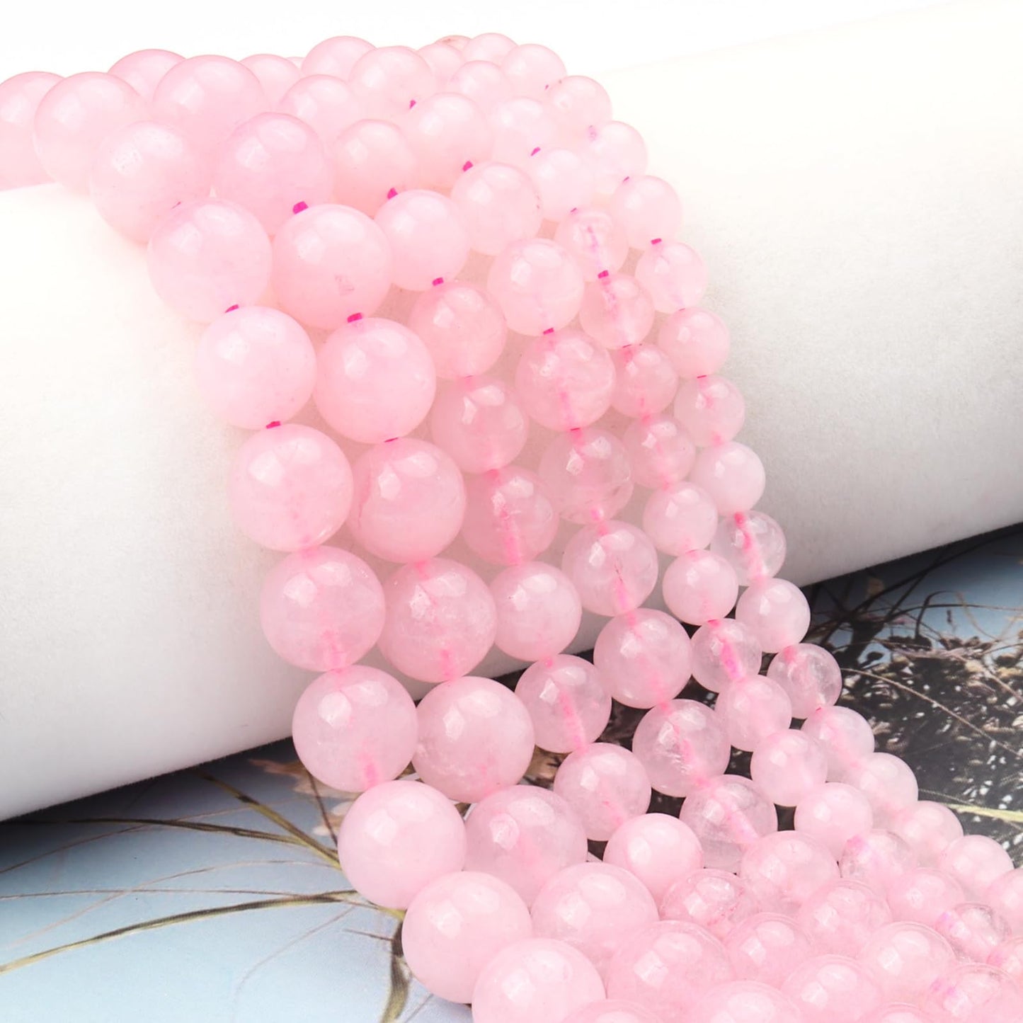 Siomia 60pcs 6mm Natural Rose Quartz Gemstone Beads Energy Healing Crystal Round Loose Stone Beads for Jewelry Making, DIY Bracelets Necklaces