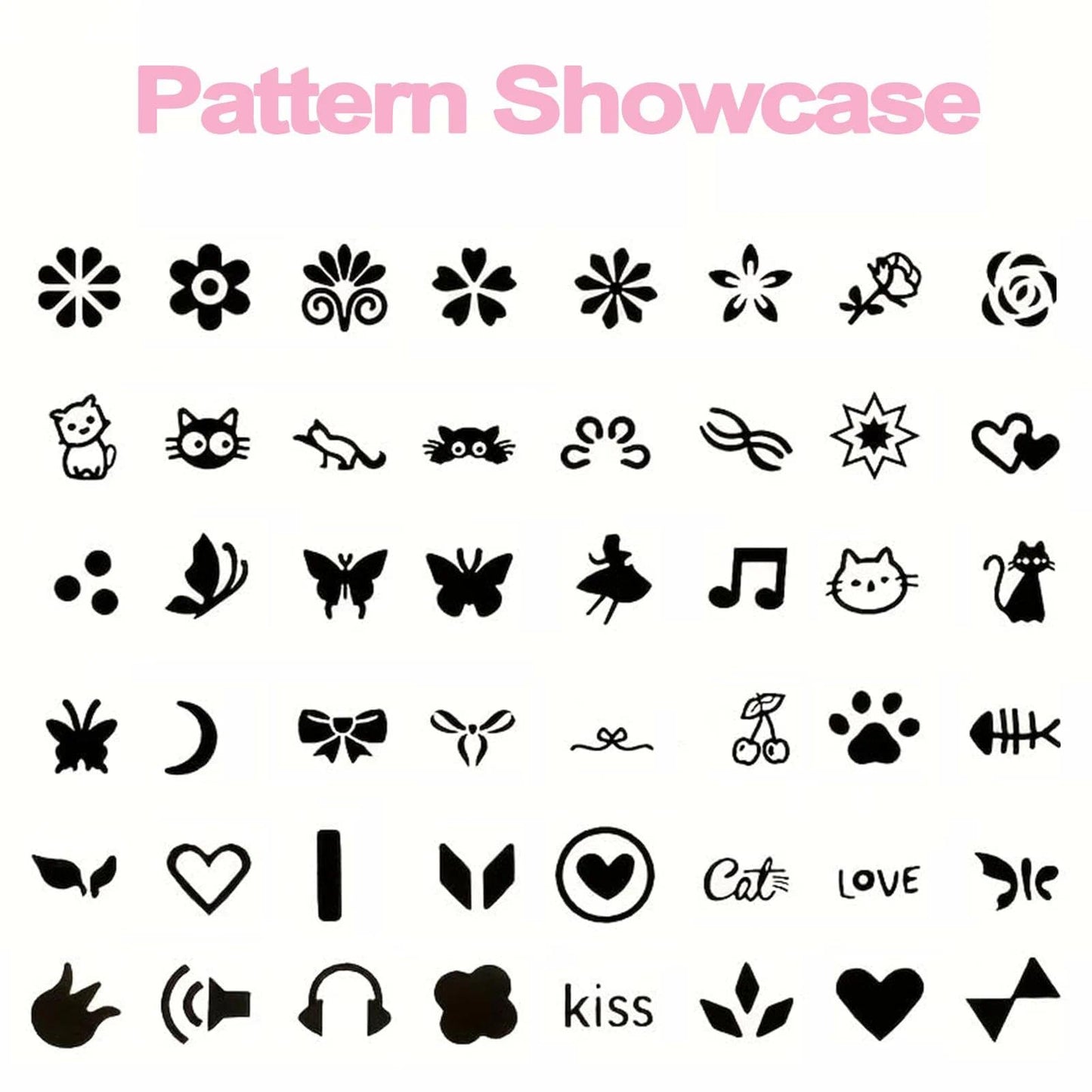 48 Pcs Nail Stamp Pen Set with 2 Ergonomic Handles & 48 Interchangeable Stamp Heads, Floral Butterfly Animal Patterns Nail Art Stamping Kit, Portable Storage Case Included, Design Tools for Women
