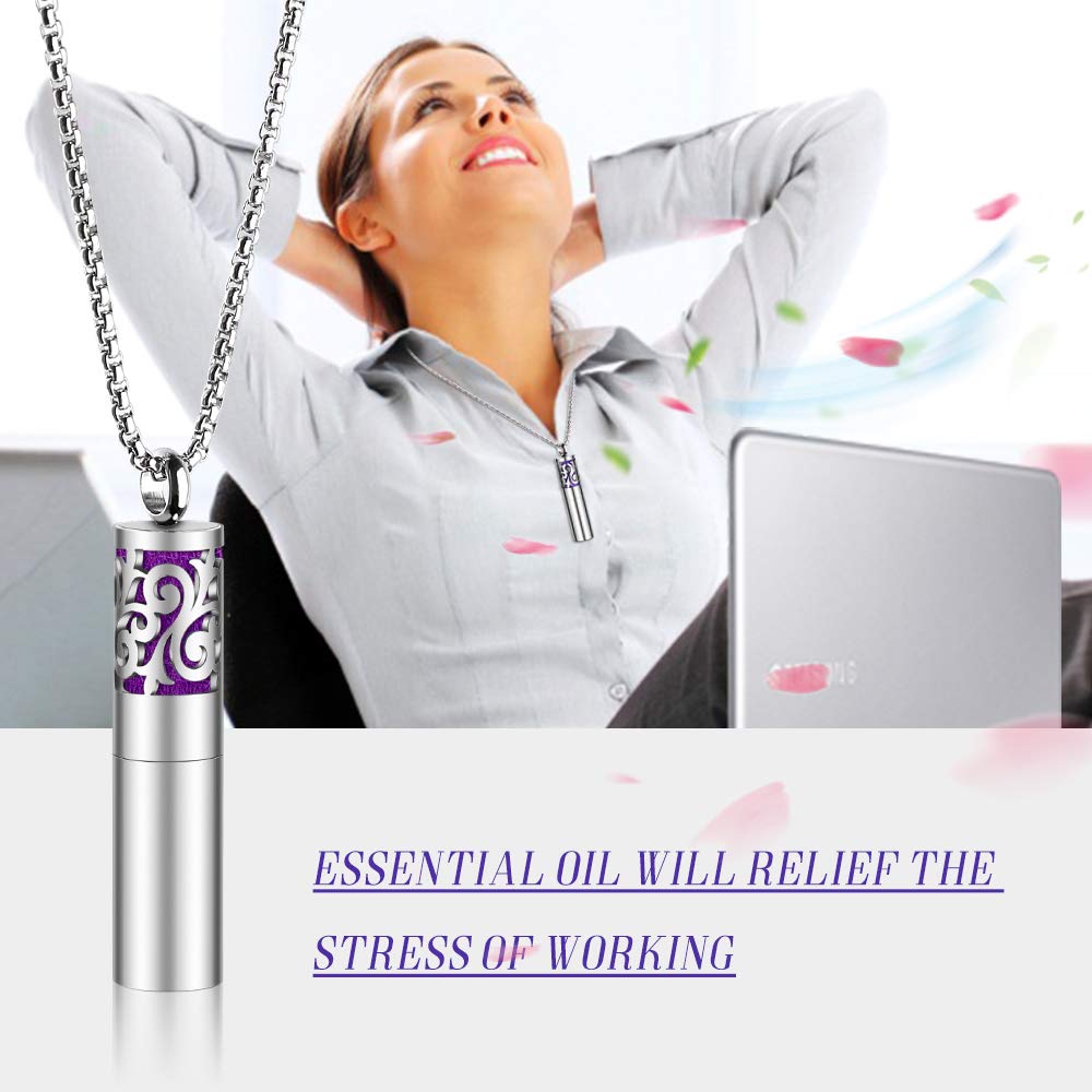 Maromalife Essential Oil Necklace for Women, Diffuser Necklaces 316L Stainless Steel, Diffuser Pendant with 10 Felt Pads, Aromatherapy Necklace Gift Set for Birthday, Christmas