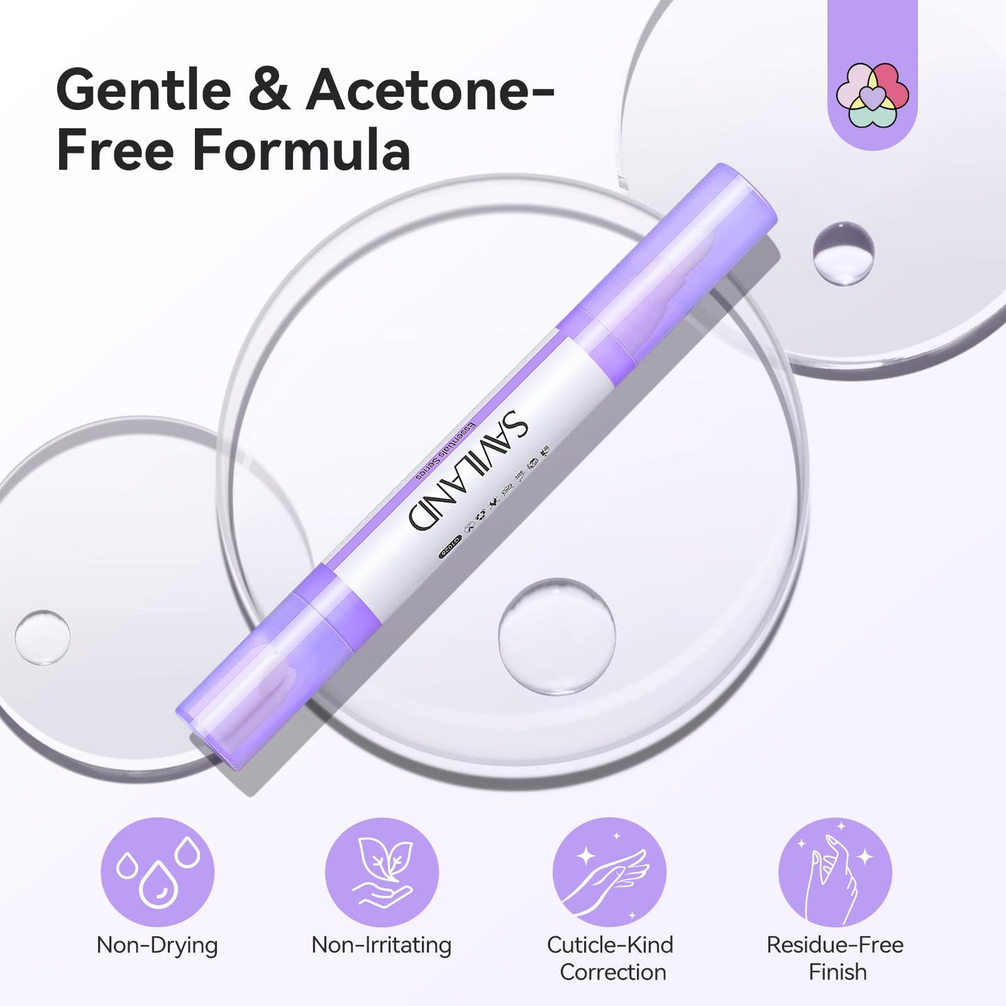 SAVILAND Ultra-Precise Nail Polish Remover Pen: 3 PCS Refillable Nail Polish Corrector Pen 9 Replacement Tips Acetone-Free Nail Edge Cleaning Pen Gentle Non-Drying Nail Polish Tools Home DIY 0.5 Fl.oz