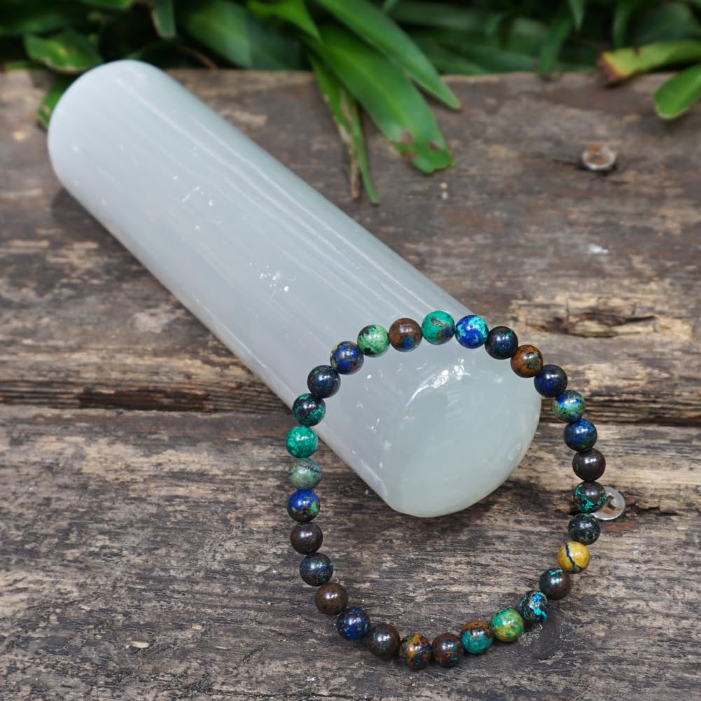 TaHLga 6MM Chrysocolla Natural Gemstone Bracelet | Natural Solar Plexus Chakra Gemstones | Bring Luck Wealth Courage | Protection from Evil | Gift