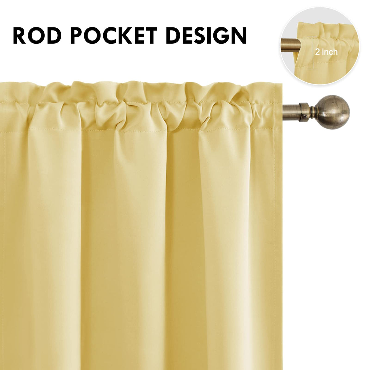 Blackout Curtains for Bedroom Living Room 38 x 45 Inch Long 2 Panels (2 Count)