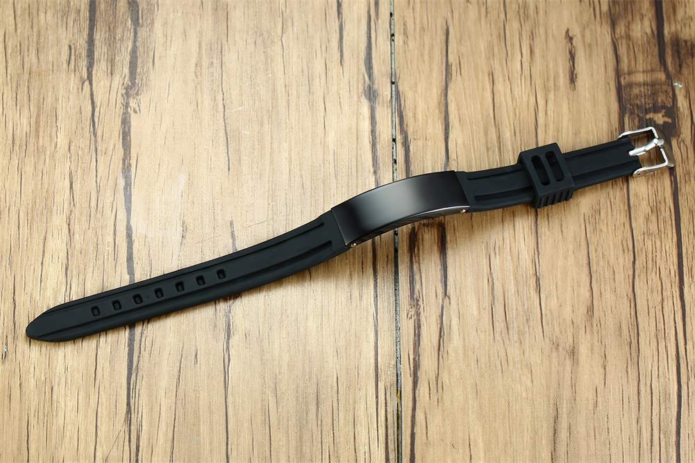 VNOX DNR(DO NOT RESUSCITATE) Medical Alert ID Black Silicone Rubber Stainless Steel Adjustable Bracelet Unisex