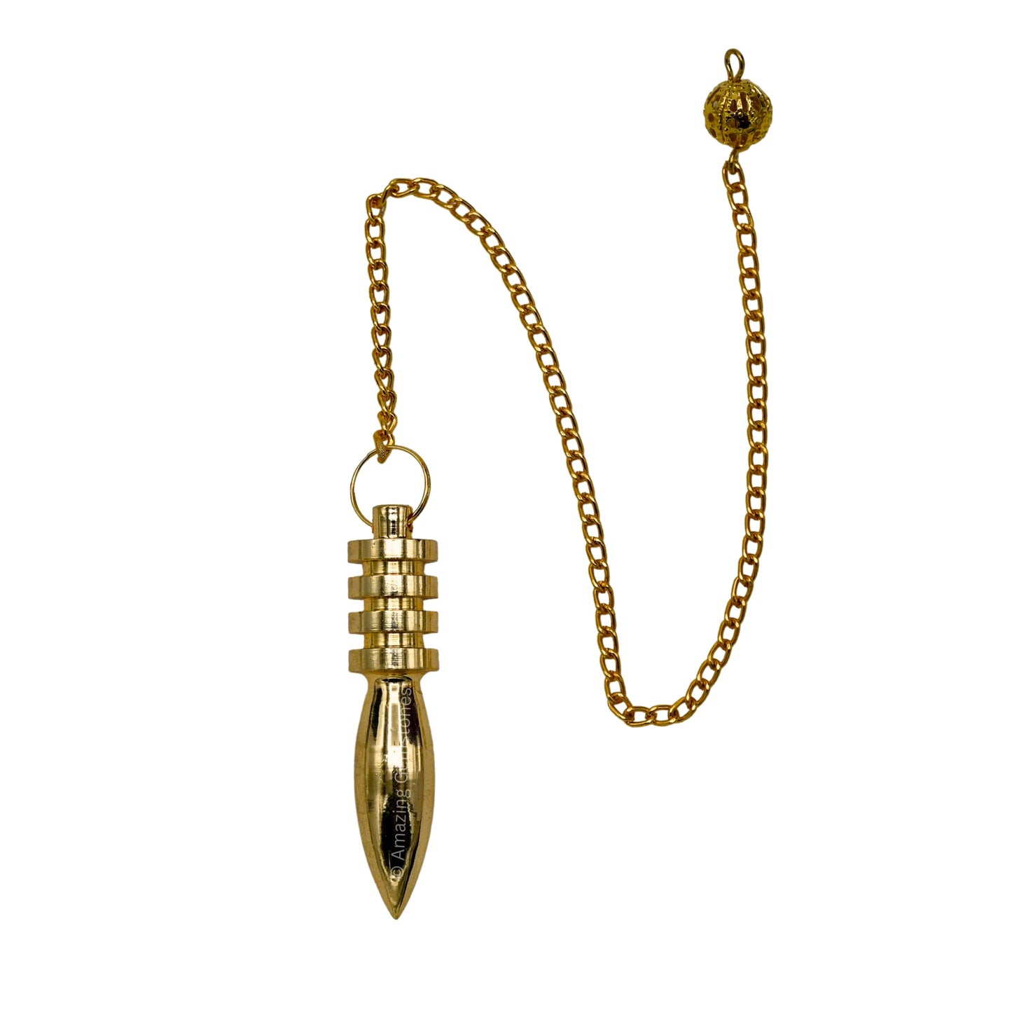 Amazing Gemstone Healing Metal Pendulums for Divination, Gold Karnak 4 Ring Steel Copper Pendulum High Energy Pendulo de Bronce Pendulos de Mesa MP28