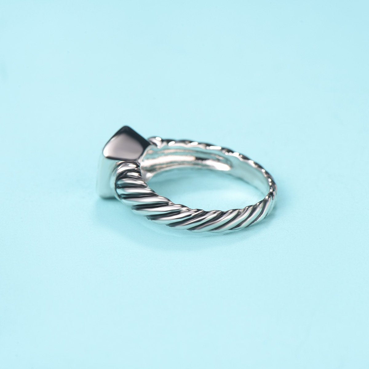 UNY Jewel Twisted Cable Wire Petite CZ Ring Designer Inspired Fashion Brand Christmas Valentine Women Dupes Jewelry Gift (Aqua, 7)
