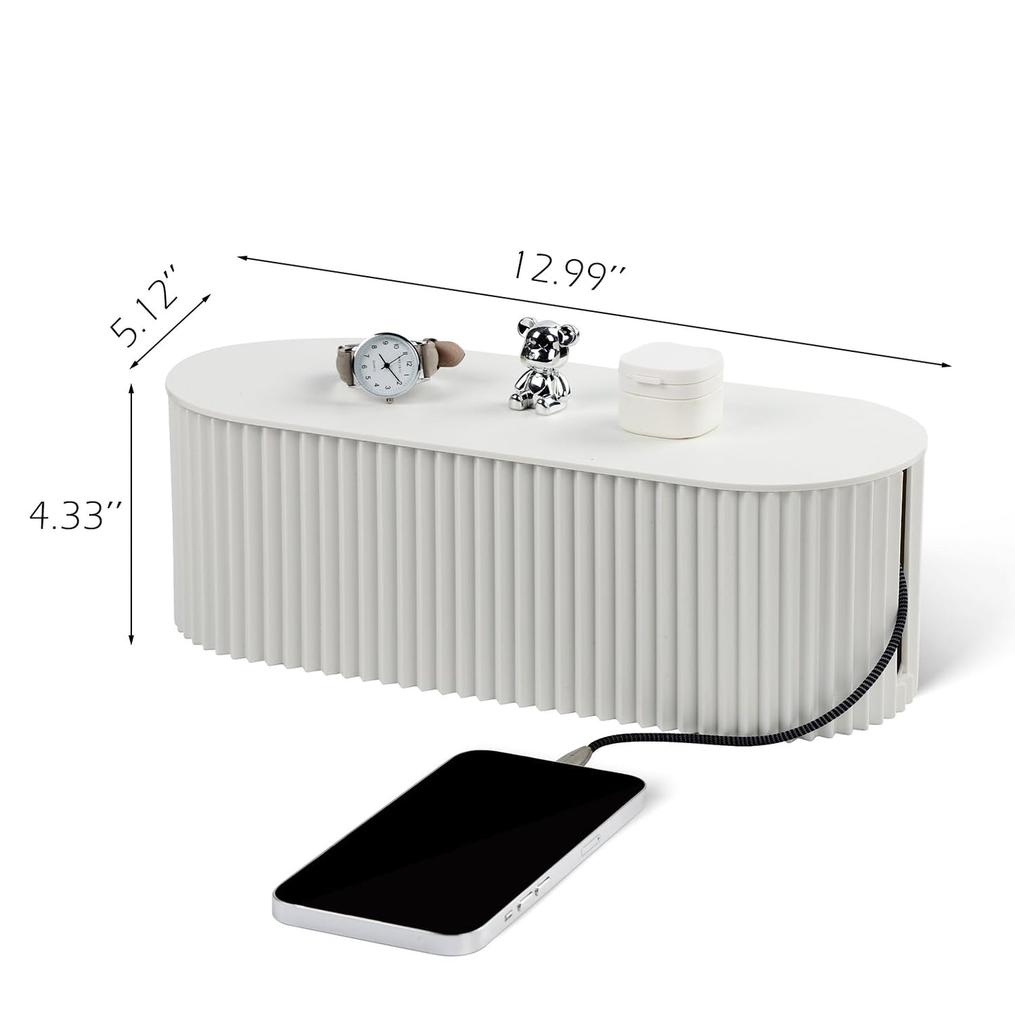 RAMFIYN Large Cable Organizer Box for Power Strips, Surge Protectors, Chargers, TV Computer Wires - White