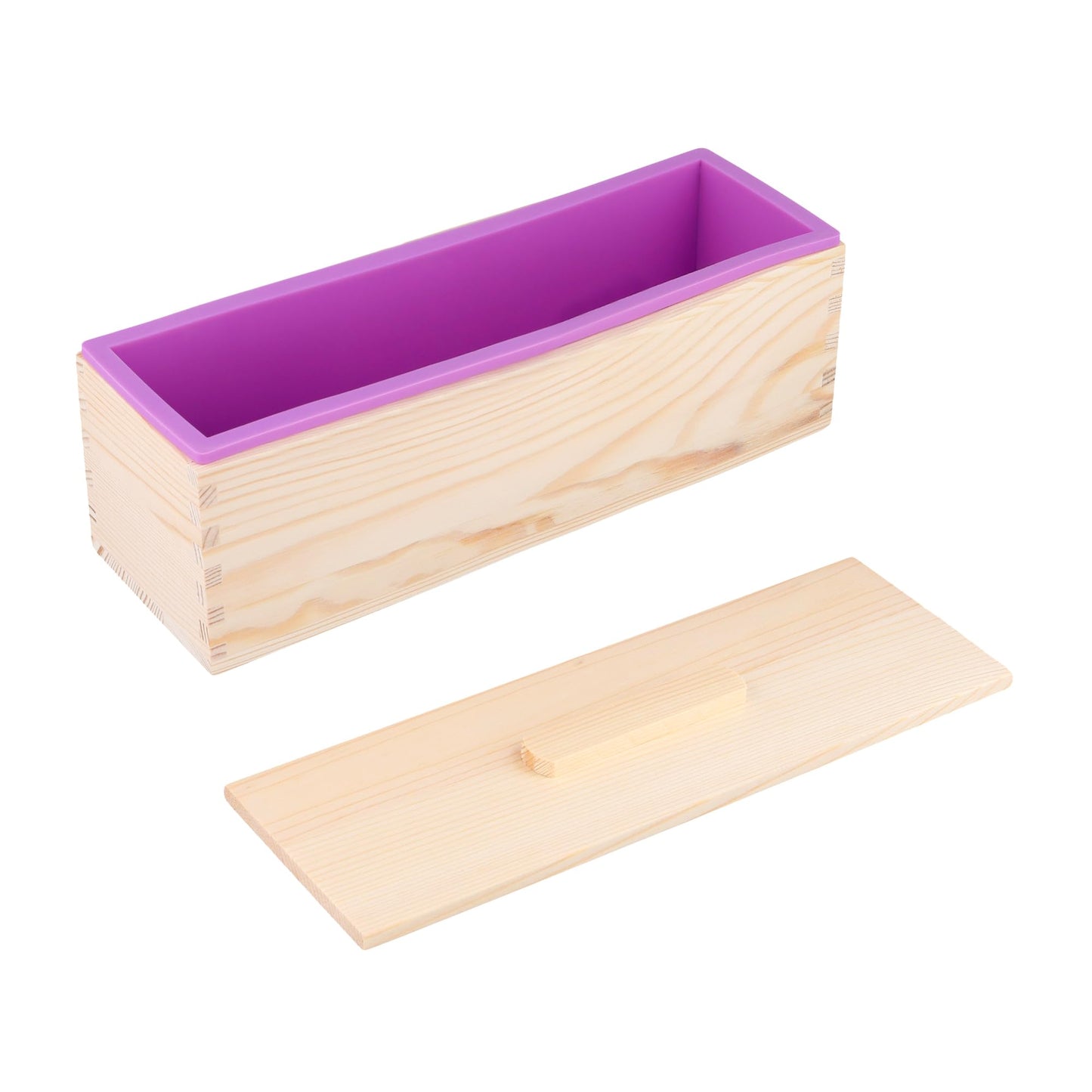 ZEONHEI 6 PCS 42 Oz Purple Silicone Soap Molds Loaf, Flexible Rectangular Soap Making Molds with Wood Box Wooden Covers, DIY Soap Molds for Soap Making