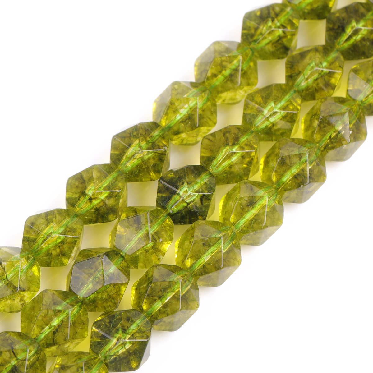 GEM-Inside 10mm Peridot Gemstone Loose Beads Faceted Dyed Cambay Crystal Energy Stone Power for Jewelry Making 15"