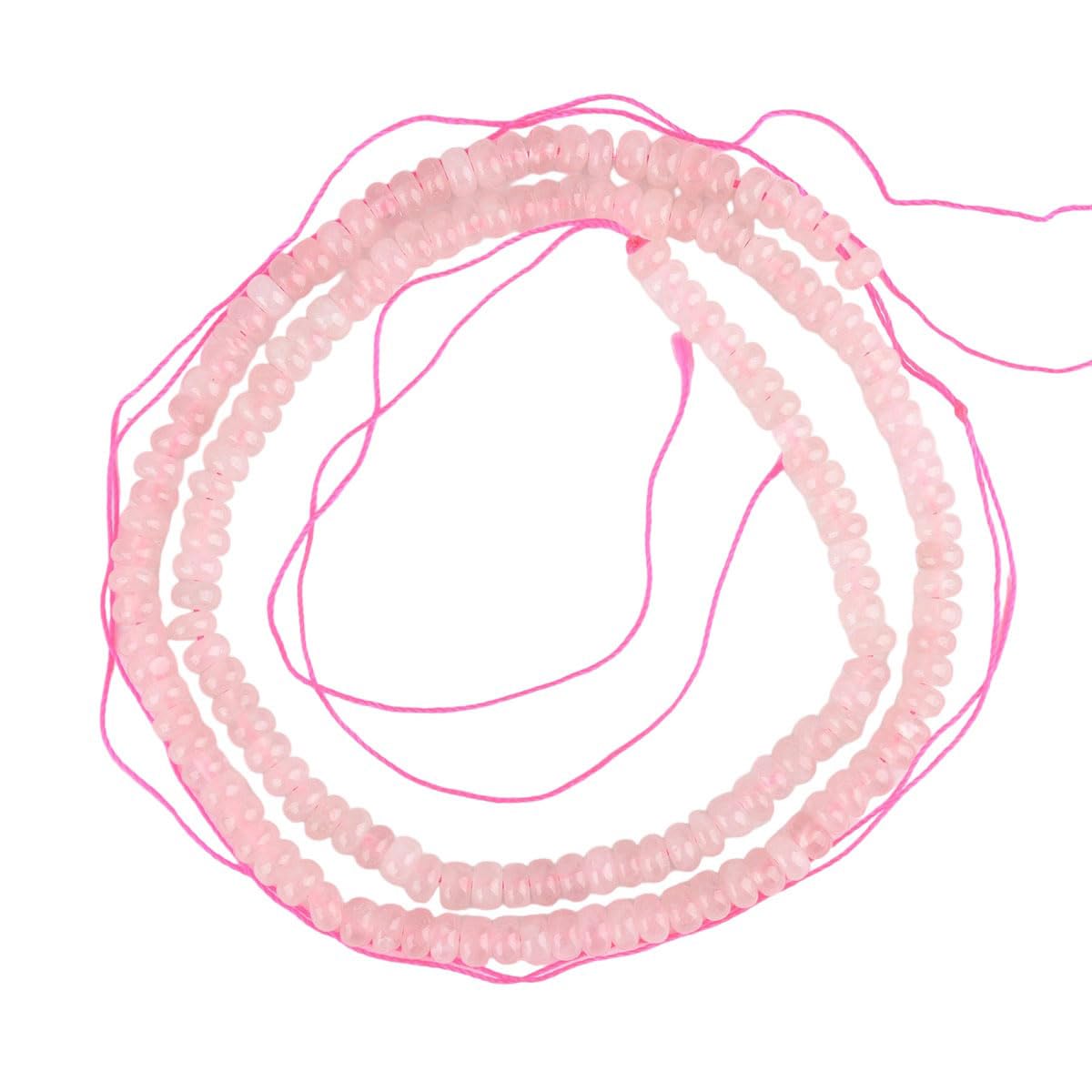 160pcs 4x2mm Natural Pink Rose Quartz Stone Disk Rondelle Spacer Semi Precious Gemstone Loose Beads for Jewelry Making 15 Inch
