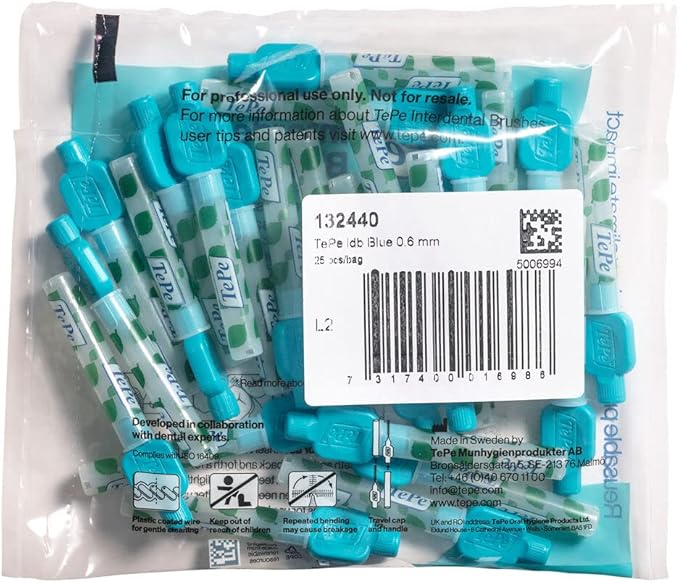 TePe Interdental Brushes Original | Size 5-0.8mm | 1 Pack of 20 Brushes (0.6 mm, Blue)