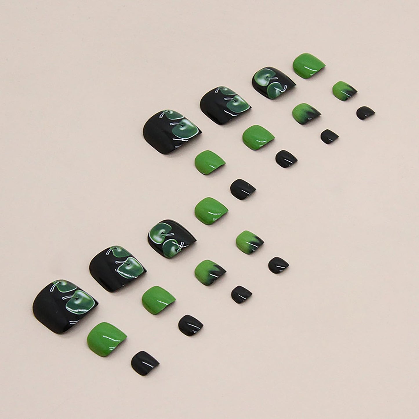 Press On Coffin Toenails With Designs - Full Cover Reusable False Nails With Adhesive Tab, Artificial Acrylic Fake Toe Nails, Glue On With Charm, Stick On for Women