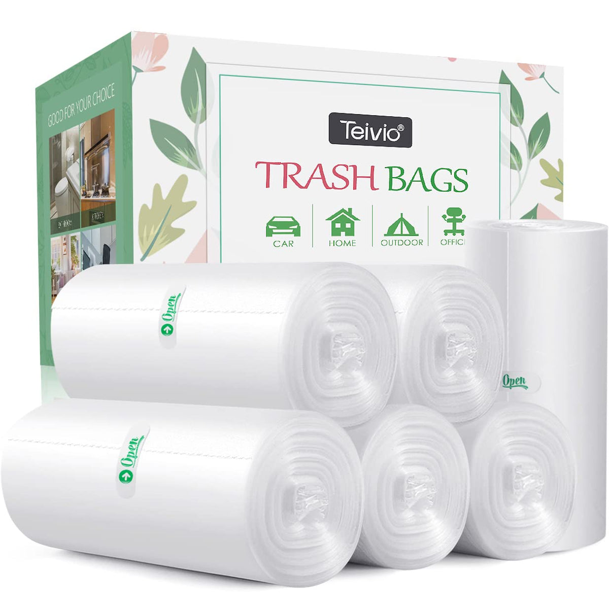 6 Gallon 220 Counts Strong Trash Bags Garbage Bags by Teivio