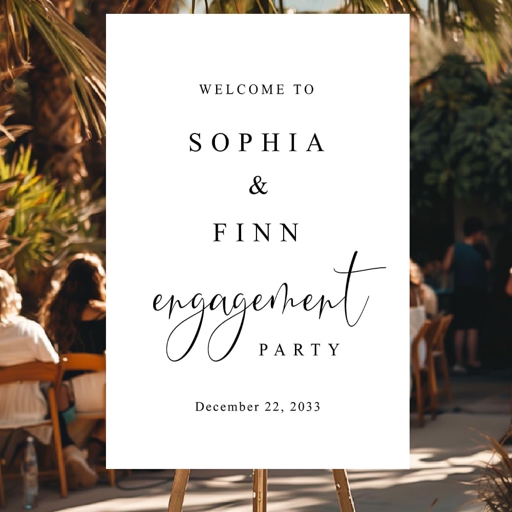 Personalized Engagement Welcome Sign – Minimalist Engagement Party Yard Sign – We’re Engaged Signs – Engagement Party Decorations for Couple - She Said Yes! (Version 1)