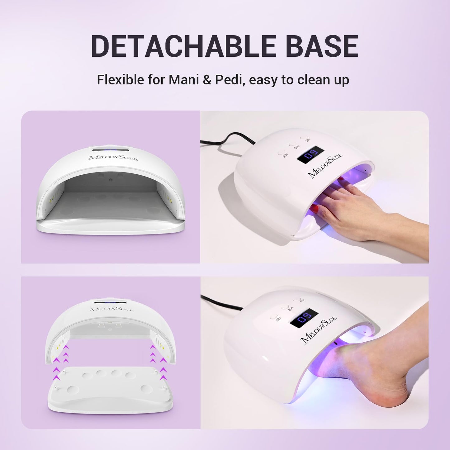 MelodySusie Professional UV LED Nail Lamp, P-Plus30I High Efficient Nail Dryer with 3 Timers & Detachable Base Cures All Hard Gels, Especially Rhinestone Glue, Solid & Liner Gel Polishes