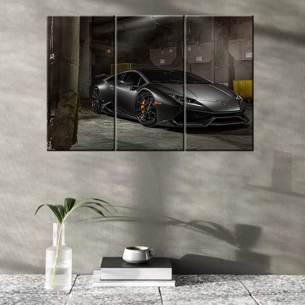 TUMOVO 3 Panel Modern Framed Landscape Artwork Giclee Canvas Prints Pictures Paintings on Canvas Wall Art for Living Room Bedroom Home Office Decorations,Sports car Poster - 12 x 24 inch x 3 Pieces