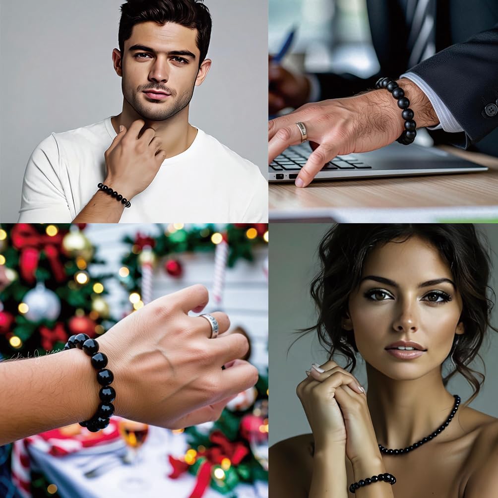38 Magnetic Therapy Hematite beaded Bracelet For Women And Men Power Gemstone Crystal Unisex Macrame (Hematite, 12, millimeters)