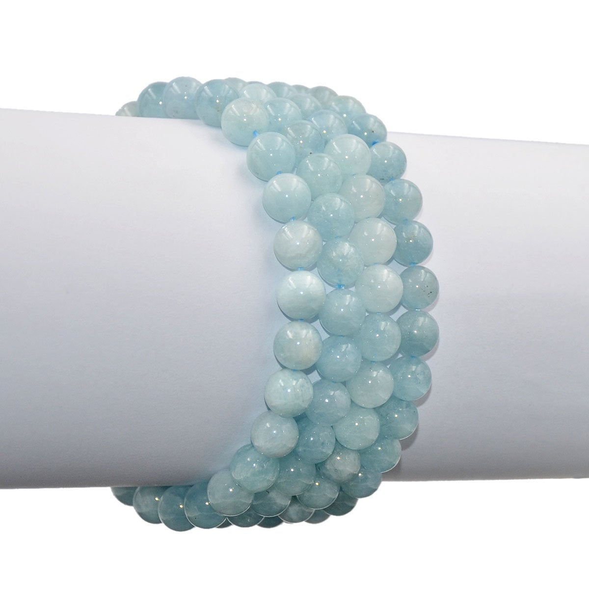 AD Beads Natural Gemstone Round Beads Stretch Bracelet Healing Reiki 8mm (aquamarine)