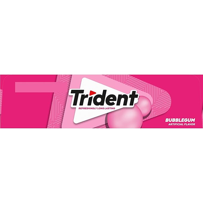 Trident Bubblegum Sugar-Free Chewing Gum, 12 Packs of 14 Pieces (168 Total Pieces)