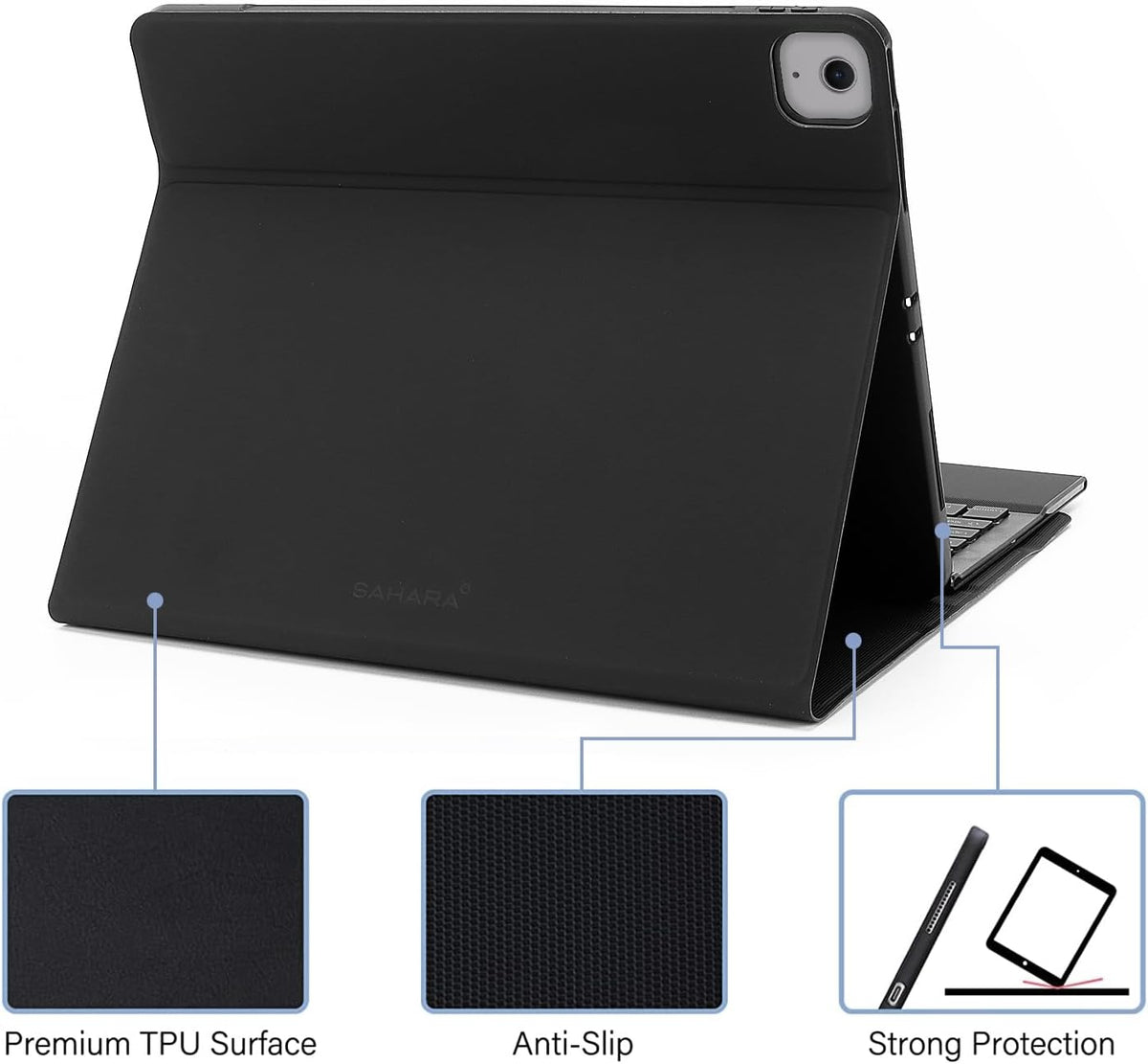 Sahara - Navigate Series Keyboard Case with Track Pad for iPad Air 11" (M2 2024/M3 2025), Black, (TB00425)