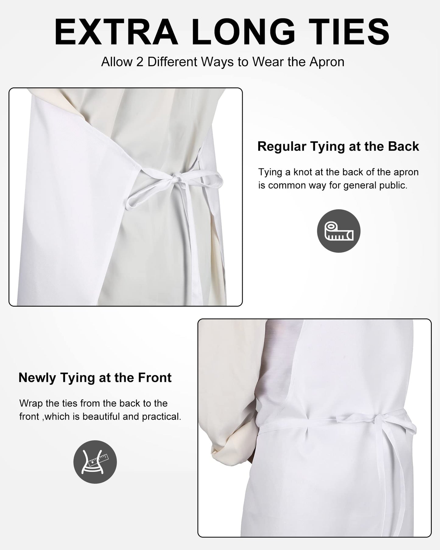 Foaincore 36 Pack Bib Aprons Bulk Plain Aprons for Man Woman Adult Unisex Apron Machine Washable Adjustable Bib Apron (White)